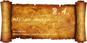 Máyer Anetta névjegykártya